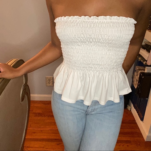 Rutched Ruffle Strapless Top - Picture 3 of 3